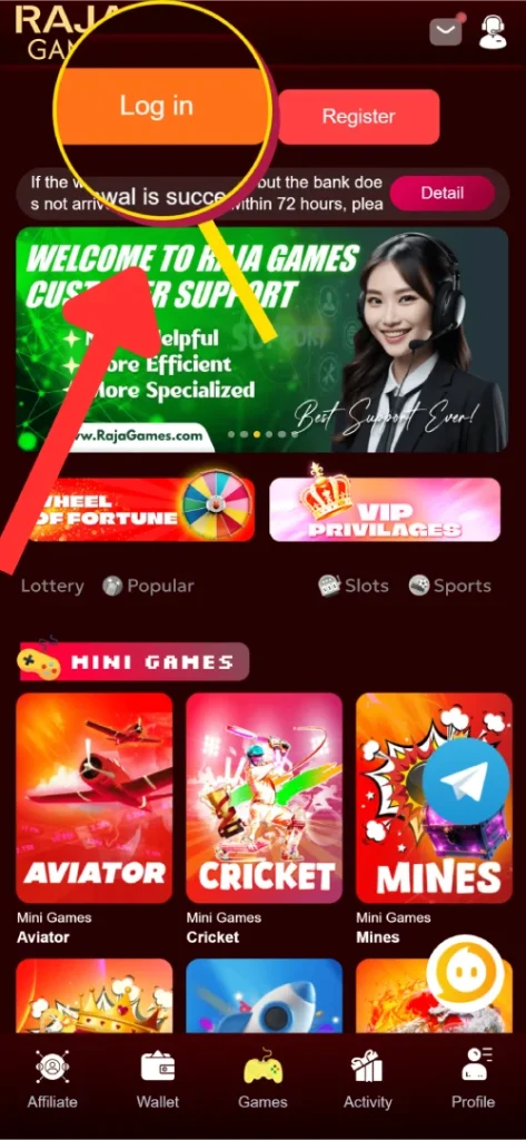 Login On Raja Game